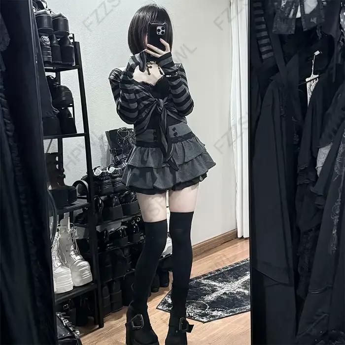 Mini-jupe gothique Lolita Jirai Kei pour femme