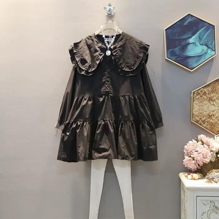 Chemisier Long pour femmes, col Peter Pan, manches longues, volants, grande taille, chemises amples et surdimensionnées, couverture en coton, nouvelle collection printemps 2021