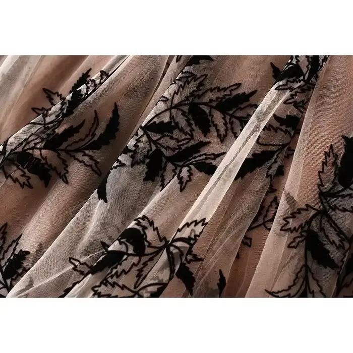 Jupe longue en mousseline imprimée floquée pour femme