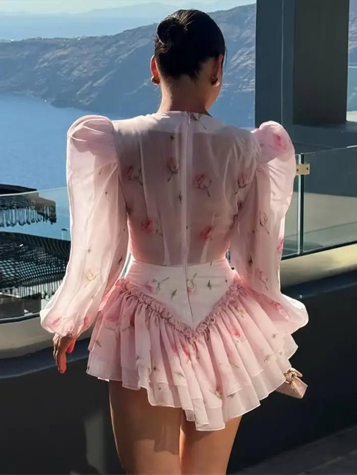 Jupe mini fluide à volants superposés pour femme