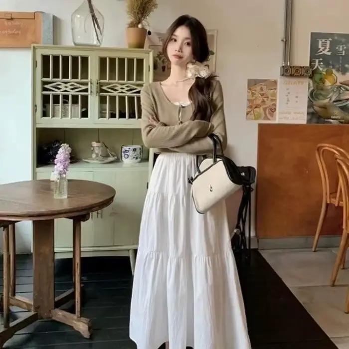 Jupe longue à volants pour femme - Taille élastique