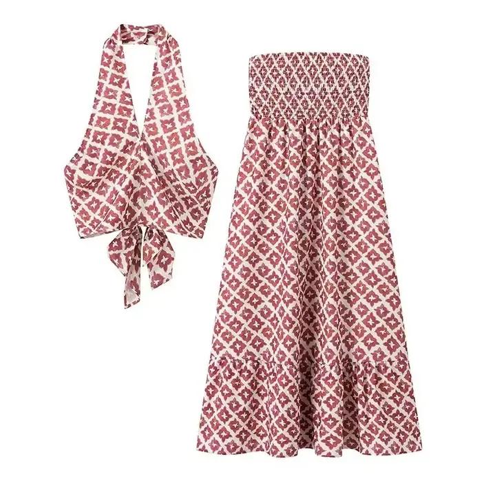 Ensemble jupe et haut imprimé tendance été pour femme