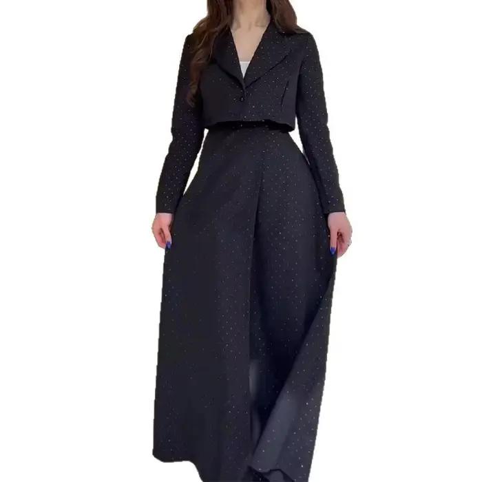 Femmes jupe costume musulman 2 pièces ensembles haut jupes longues tenues vague point imprimé 2025 automne marocain dubaï Islam Ensemble Ramadan