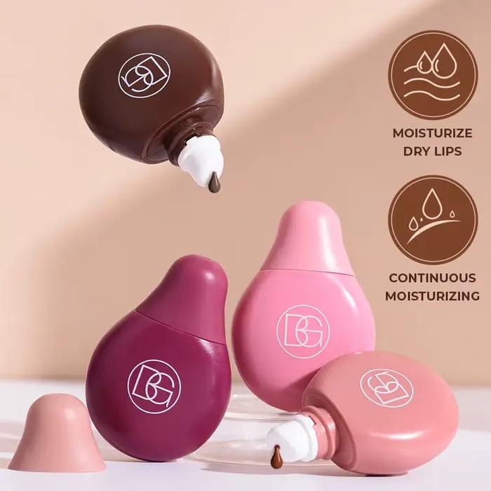 BEAUTY GLAZED – brillant à lèvres 4 couleurs, huile pour adolescents, hydratant, baume à lèvres, haute brillance et brillant à lèvres, soin sec longue durée