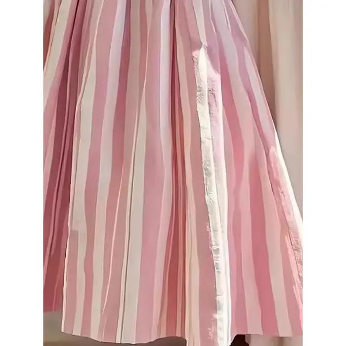 Jupe mi-longue rétro taille haute trapèze pour femmes