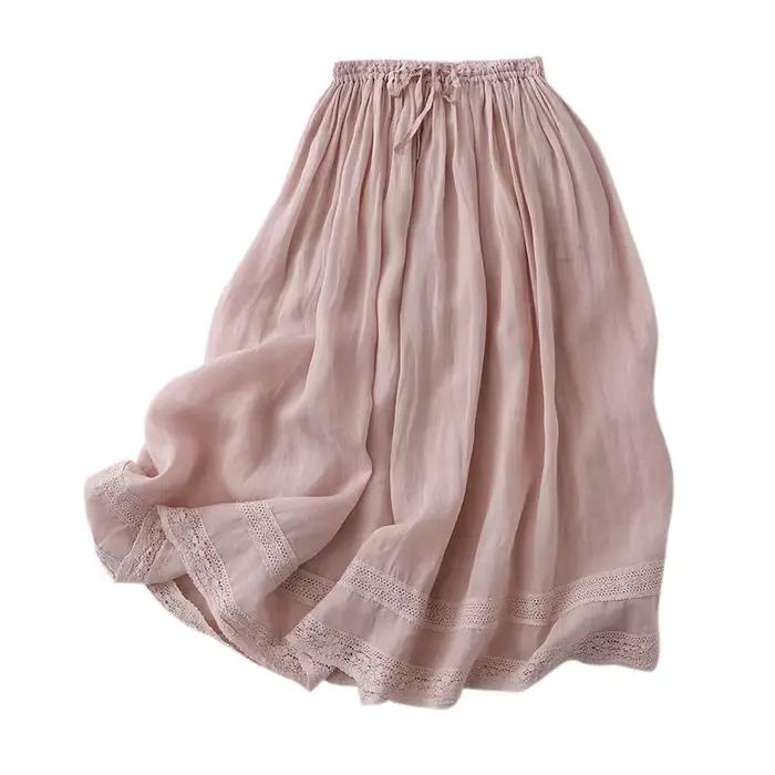 Jupe longue Double couche à taille élastique pour femmes