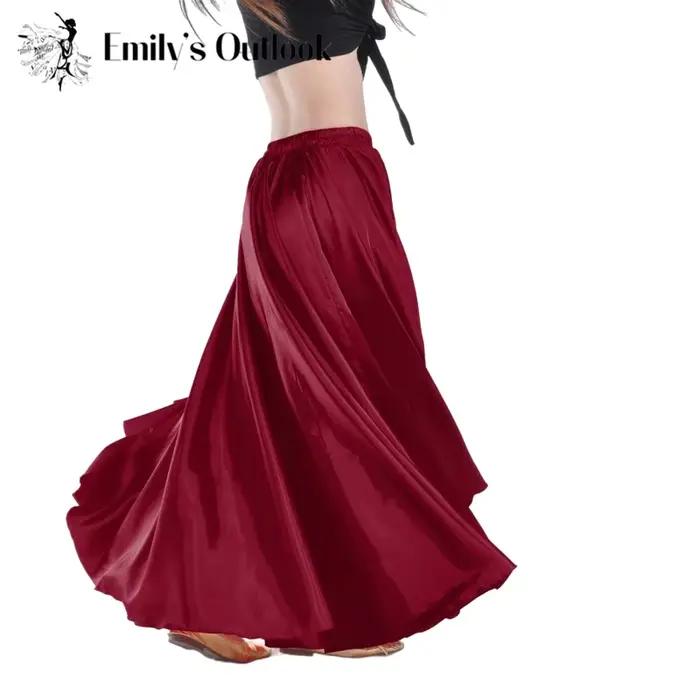 Jupe en satin pour danse du ventre femme jupes gitane danseur vêtements de pratique jupe maxi 12 couleurs assorties solide argent blanc bleu ciel beige bleu brunclair grisivoire jaune or orange rhodo rose rouge