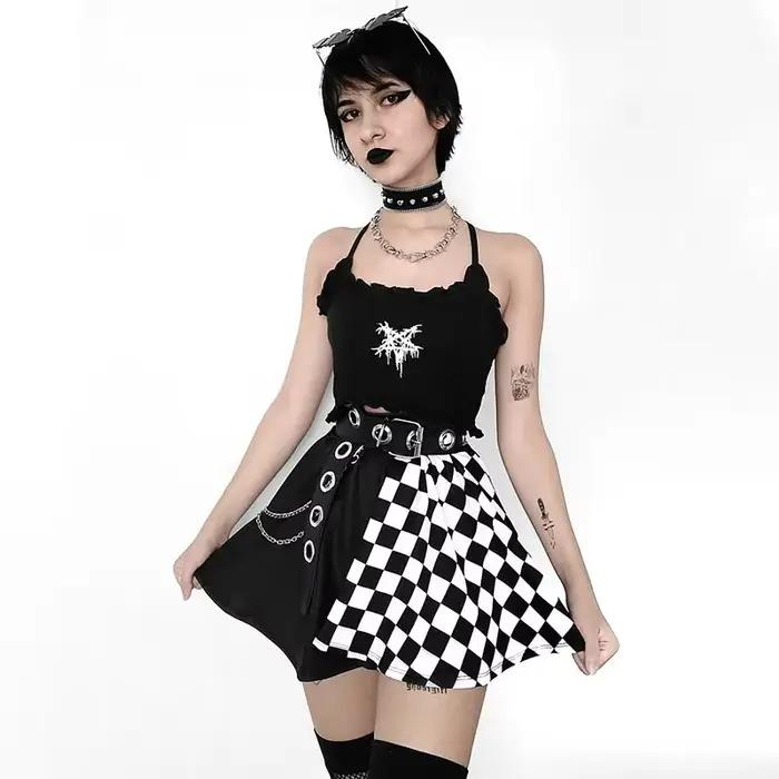 Jupe gothique sexy taille haute pour fille noire