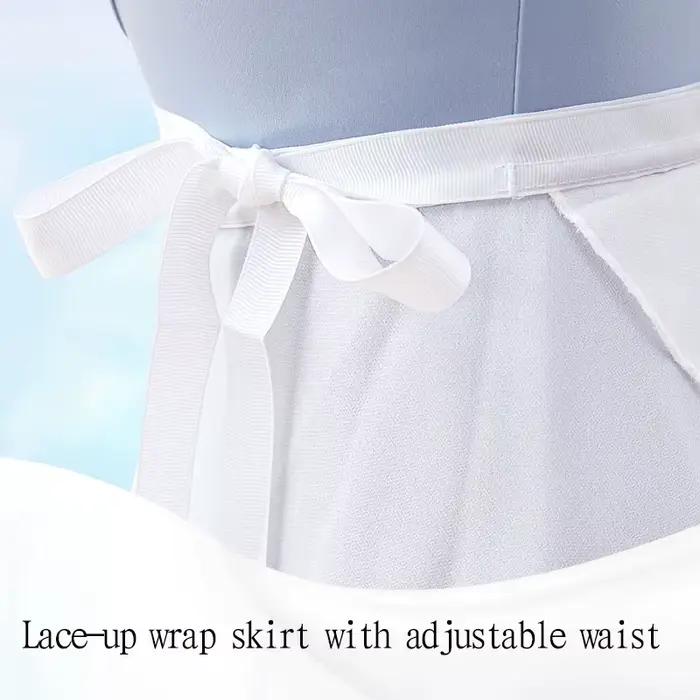 Jupe de ballet pour femmes en polyester semi-transparent avec ceinture réglable à lacets pour danse, spectacle, patinage sur glace et occasions spéciales
