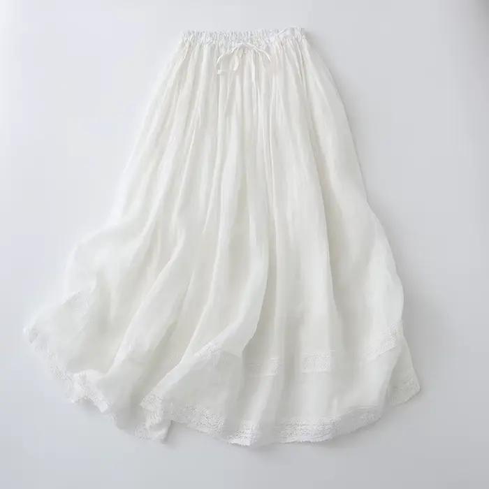 Jupe longue Double couche à taille élastique pour femmes