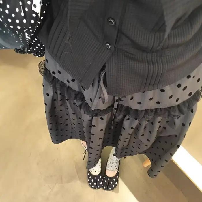 Jupe coréenne rétro à pois pour femme, jupe d'été