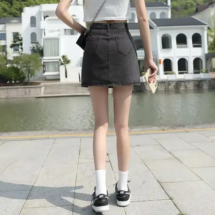 Jupe en jean taille haute décontractée avec poche courte mini femme printemps été coton polyester acétate Y2K vintage occasionnels à offrir