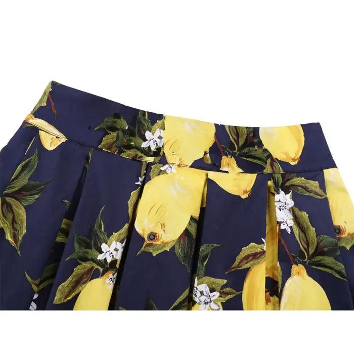 2025 été français taille haute jupes plissées bleu 50s Vintage décontracté danse fête jupe Sexy mignon Midi citron patineuse femmes vêtements
