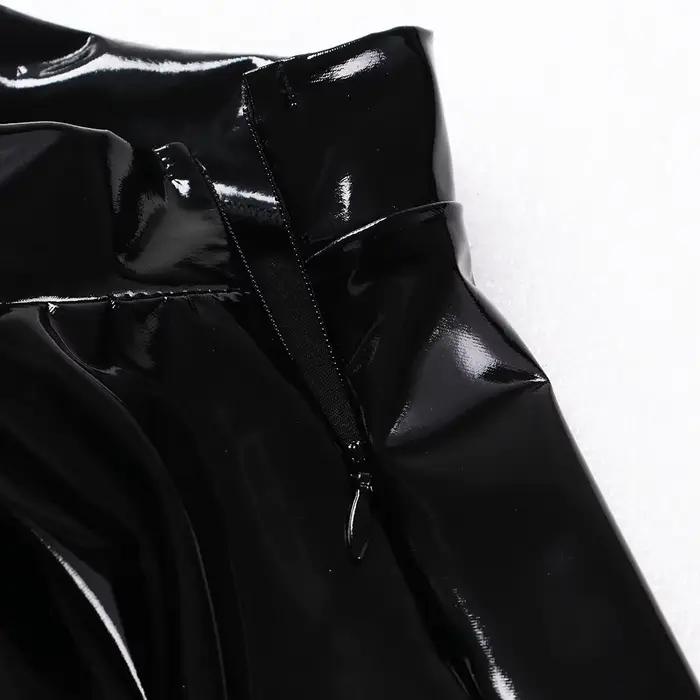 Jupe trapèze Zyncue en cuir verni pour femmes, mini-jupe évasée, tenue de danse, cosplay, style rétro, occasions spéciales