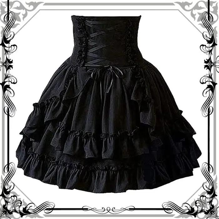 Nouvelle jupe gothique rétro Y2K Lolita pour femme