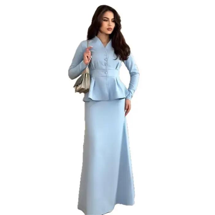 Lotus Leaf – haut élégant à manches longues avec jupe longue, costume Slim, à la mode, automne 2025