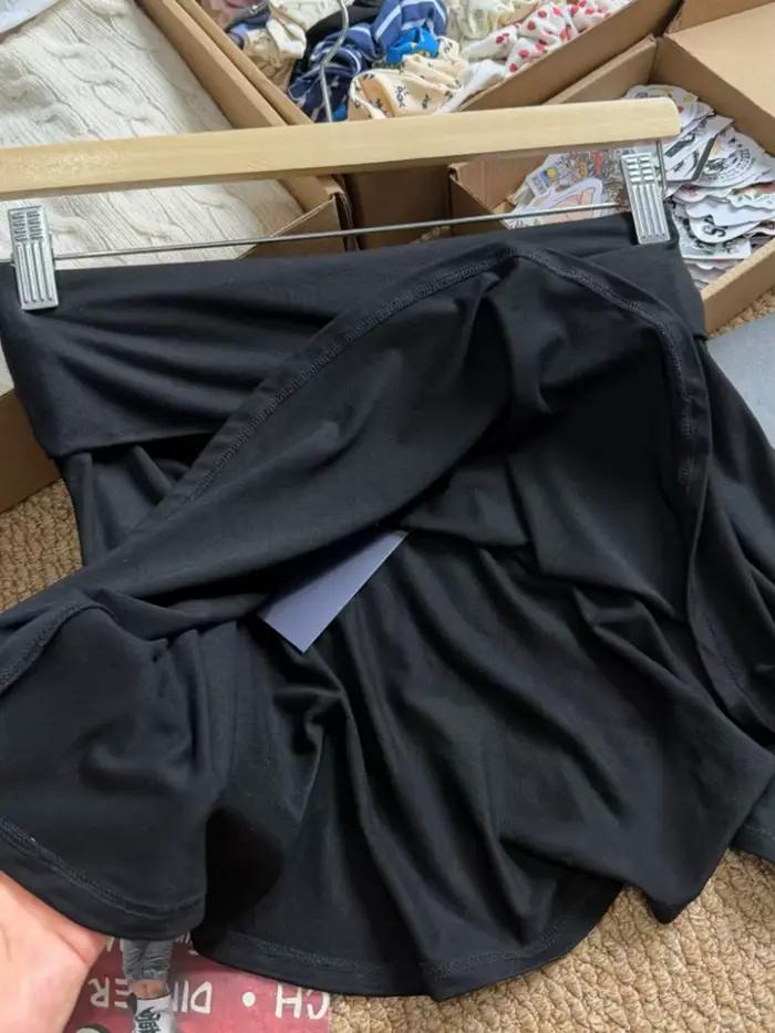 Mini-jupe noire plissée pour femme, taille unique, style préppy, décontractée, coupe trapèze, polyester et coton, pour sorties nocturnes estivales