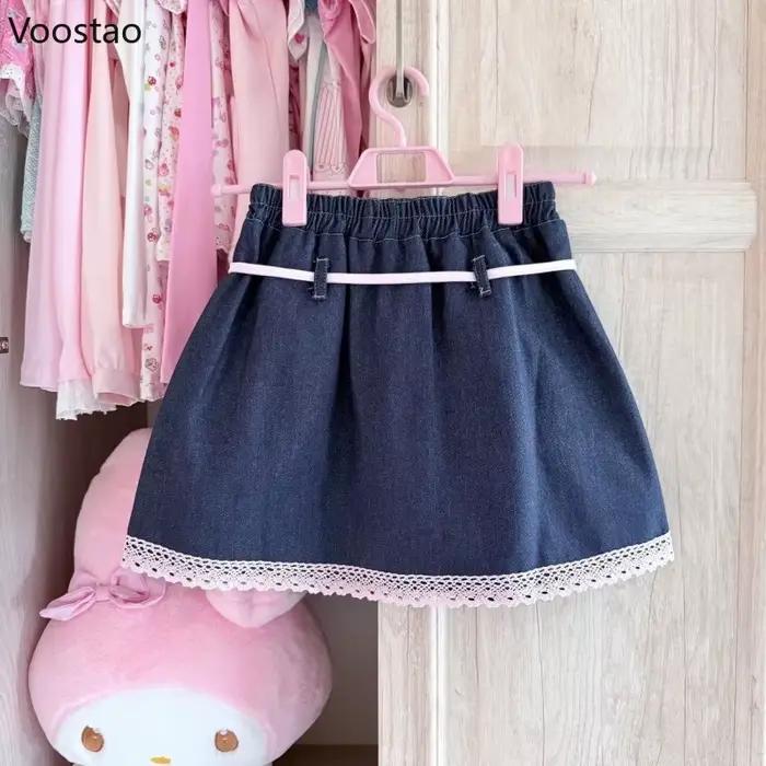 Jupe en jean Style Lolita japonais Kawaii pour femmes