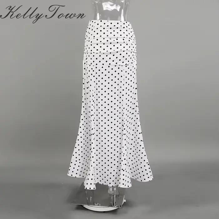 Jupes à pois longues en mousseline pour femme