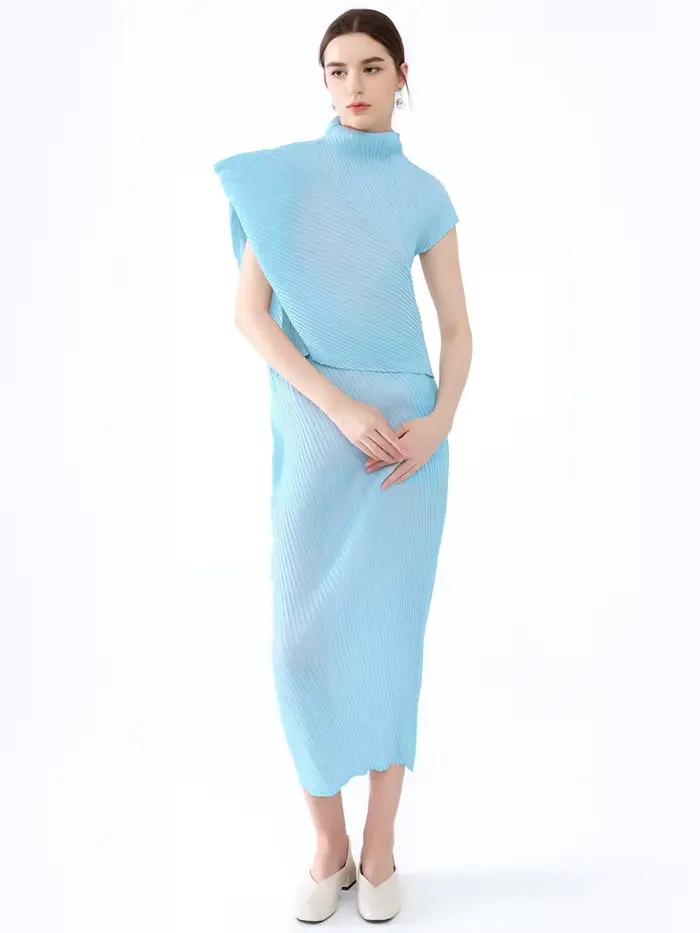 Miyake – ensemble jupe plissée mi-longue élégante