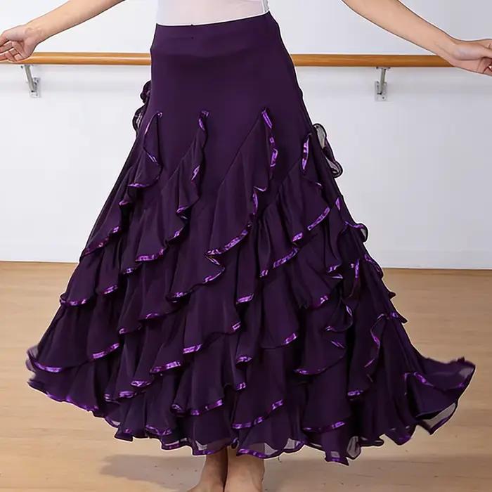 Jupe longue élégante pour femmes, idéale pour la danse latine, la danse de salon et les grandes soirées.