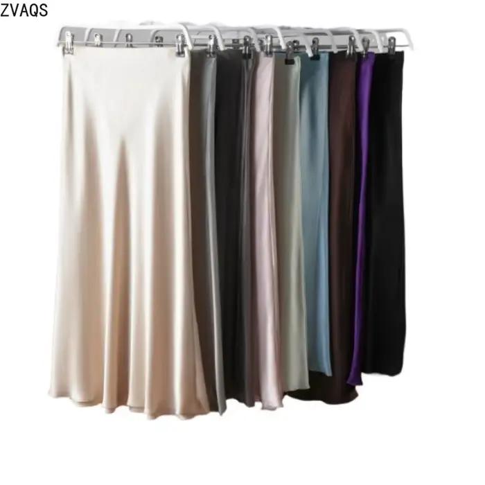 Jupe ZVAQS en soie de mûrier élégante, longueur cheville, coupe ajustée, pour femmes, occasions spéciales et tenues estivales