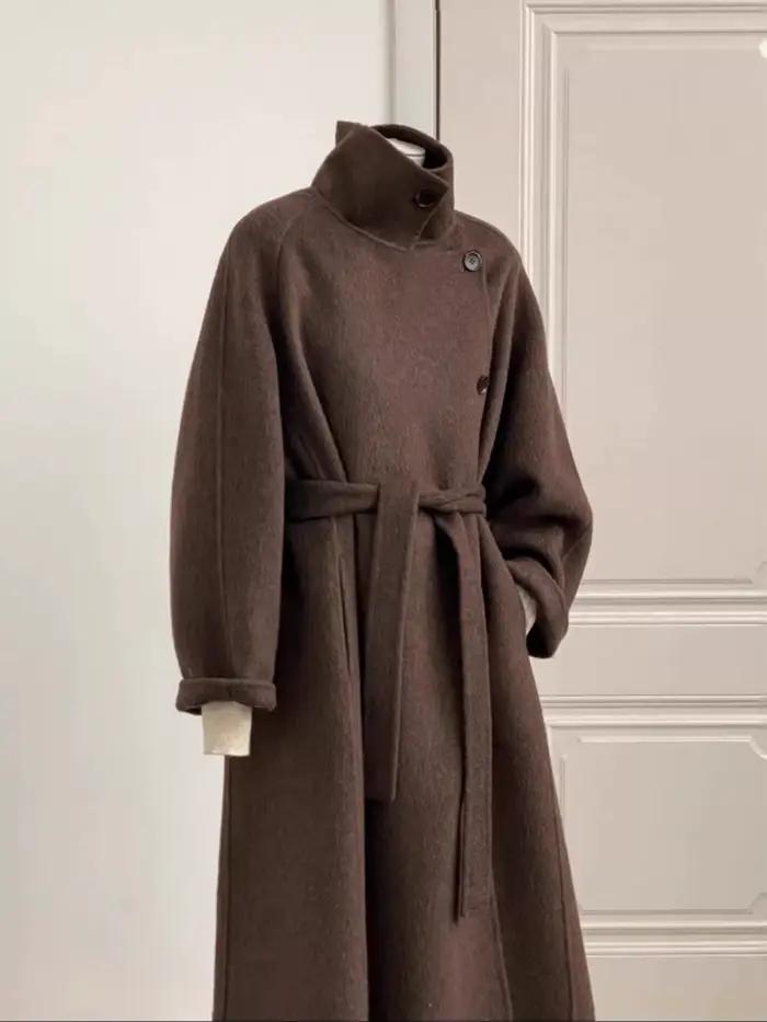 Manteau en laine et cachemire pour femme, doublure de doudoune, nouvelle collection hiver 2026, épais, mi-long