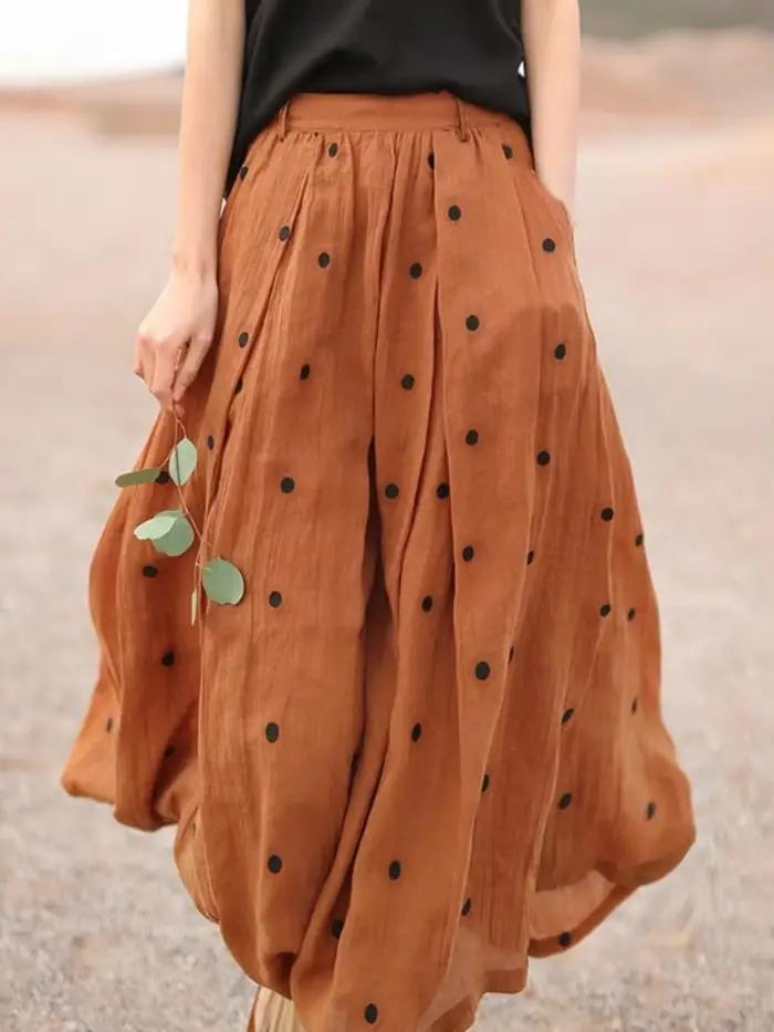 Jupe femme brodée à pois longues jupes Maxi pour femmes Chic et élégant Y2k Vintage vêtements tendance 2025 Harajuku pas cher V