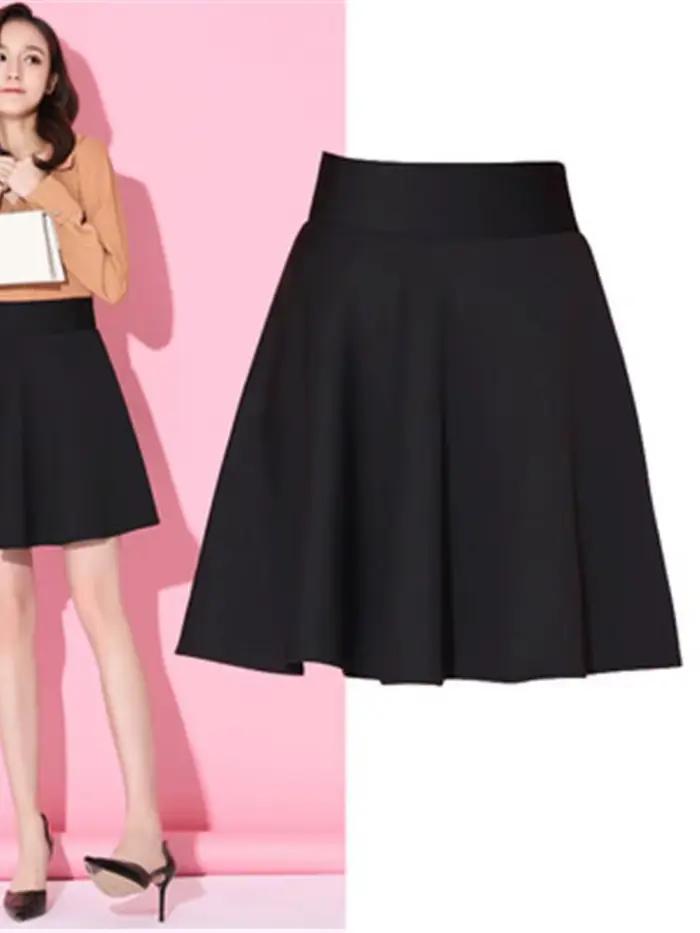 Jupe Femme Taille M-3XL Plissée Poches Solides