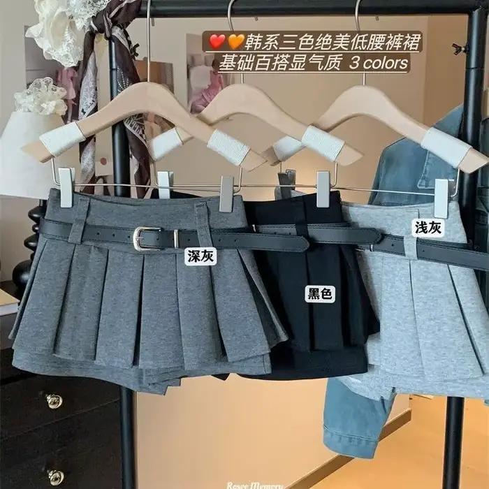 Jupe plissée tendance printemps/été taille haute polyvalente amincissante coupe trapèze courte (avec une ceinture offerte)
