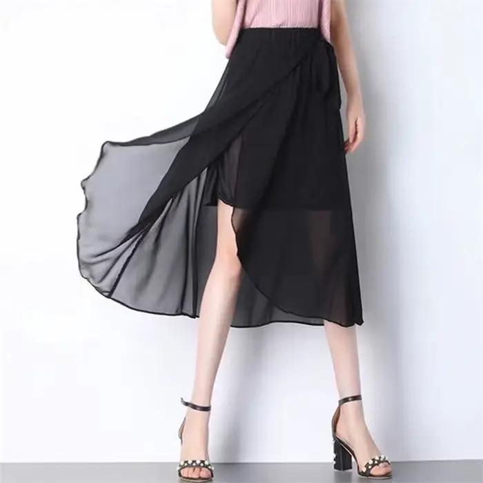 Décontracté Chic jupes été élégant Vintage jupe femmes mode couleur unie