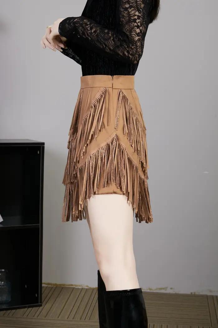 Jupe de danse latine Sexy femmes Chacha Samba Tango couches glands franges robes compétition performance Salsa dame Costume Latin
