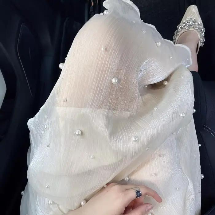 Jupes féeriques mi-longues en maille blanche pour femmes