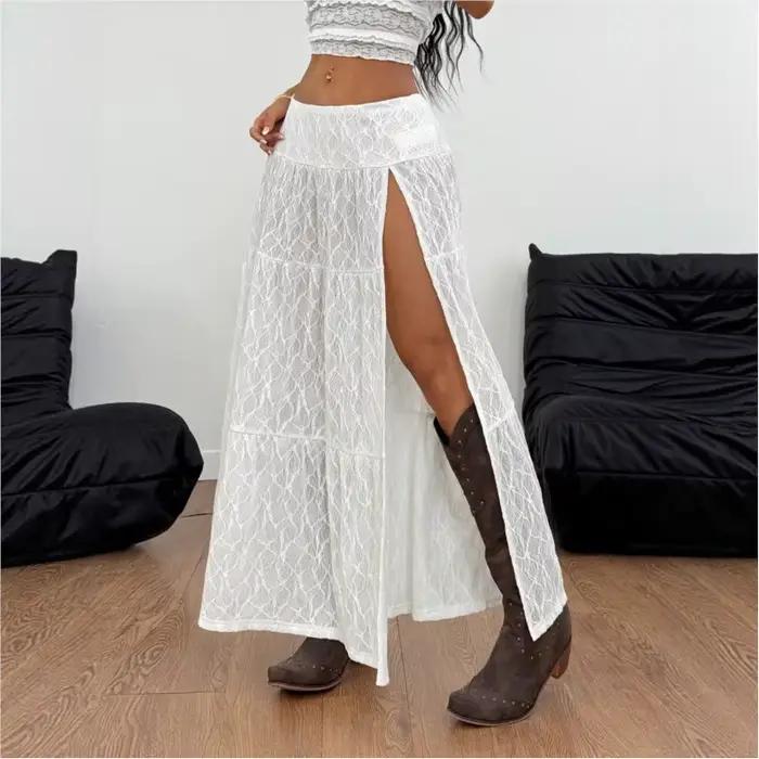 Jupe longue fendue texturée style plage nouvelle collection été pour femme