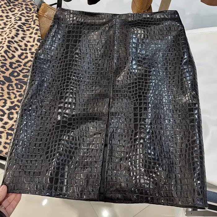 Jupe crayon en daim véritable YOLOAgain pour femme