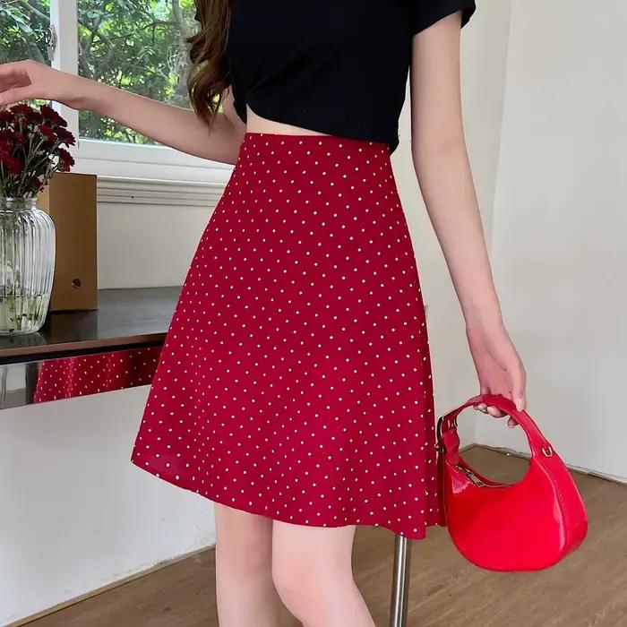 Jupes pour femmes taille haute Midi femme jupe rouge Chic et élégant été 2025 Streetwear tendance