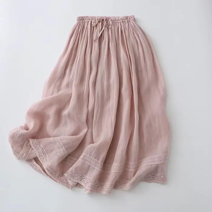 Jupe longue Double couche à taille élastique pour femmes