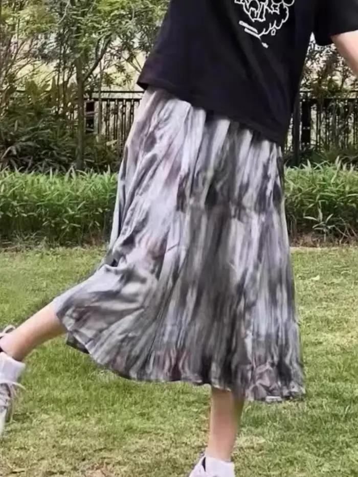 Tie Dye jupes femmes Design S-4XL personnalité ample populaire été Midi Faldas loisirs quotidien Style coréen plissé Hipster rétro