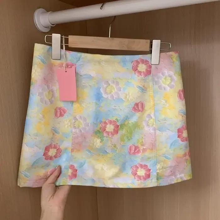 Jupe estivale floral jacquard taille haute décontractée Miss Tough pour filles occassions spéciales été 2025