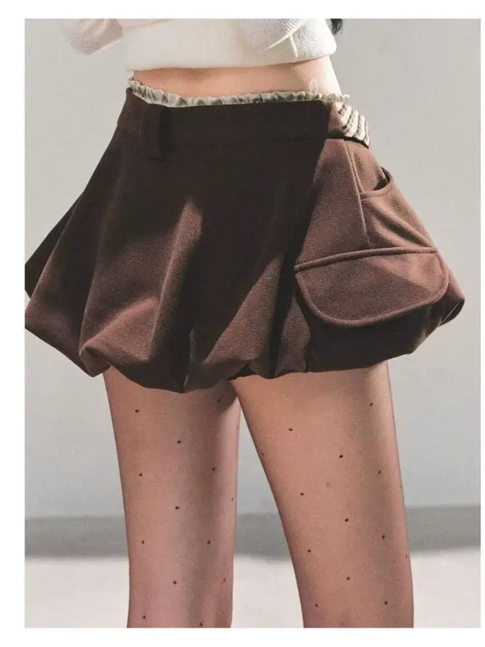 Femme Boule Bouffante Mini Jupe-Plaid Noeud Détail