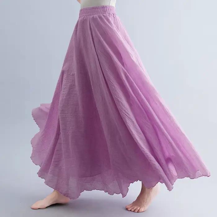 Jupe longue de plage en coton et lin pour femme