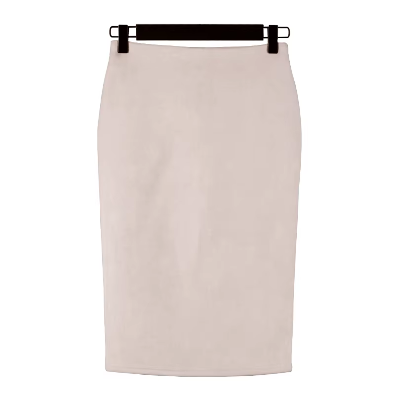 Femmes jupes daim couleur unie jupe crayon femme automne hiver taille haute moulante Vintage daim fe