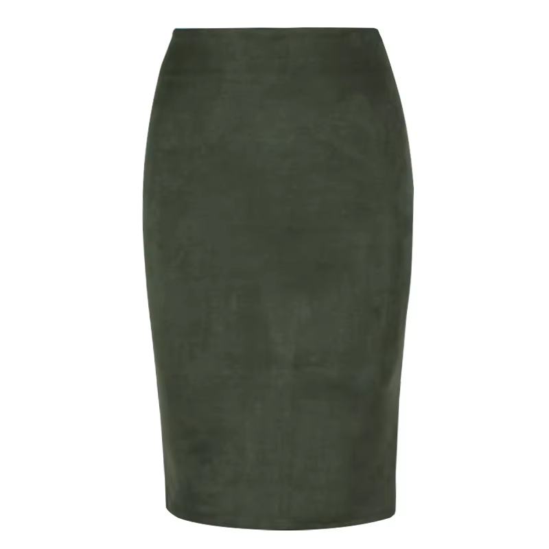 Jupe crayon en daim à taille haute pour femmes, jupes extensibles pour documents, vintage, printemps