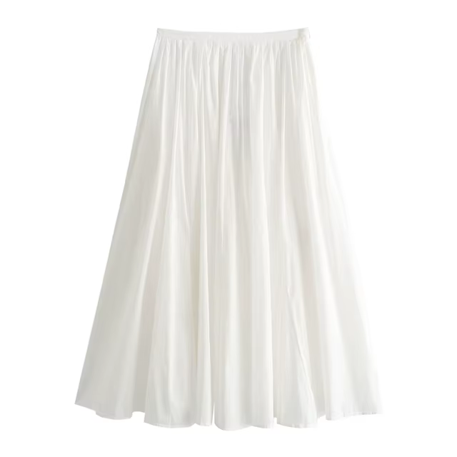Jupe plissée pour femmes décontracté Chic blanc dames jupes TRAF femmes jupe Midi 2025 nouvelle mode