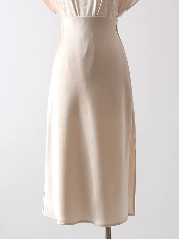 Jupes midi en satin pour femmes, luxueuses, d'été, noires, formelles, en soie, pour le bureau, avec 
