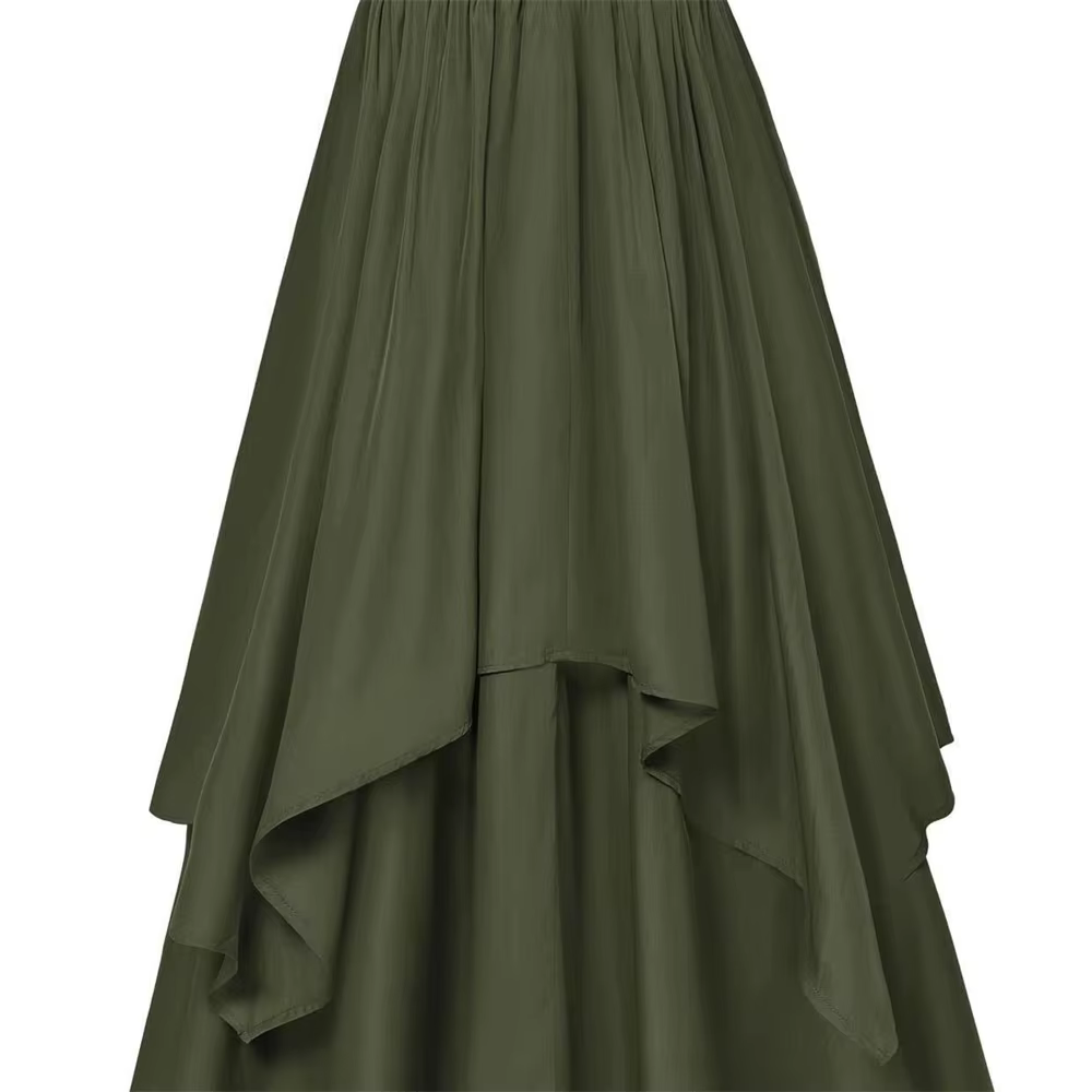 Jupe longue vintage à volants pour femme, taille haute, ligne A, irrégulière, décontractée, mode pri