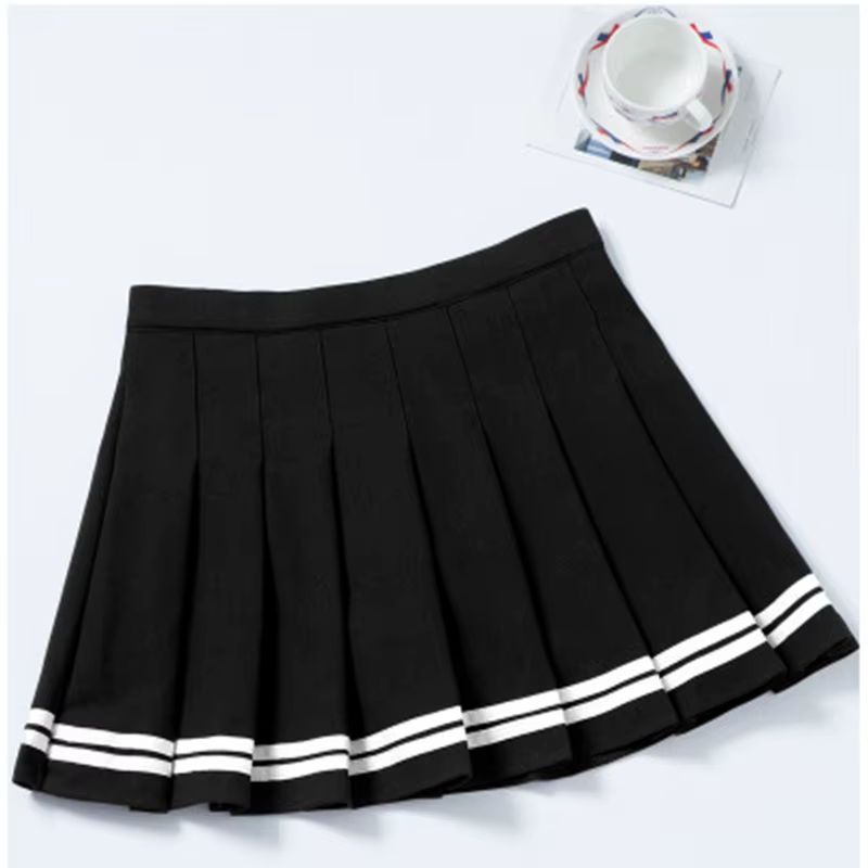 Jupe plissée pour étudiantes, jupe courte, été automne hiver, nouvelle taille élastique, Pull rayé, 